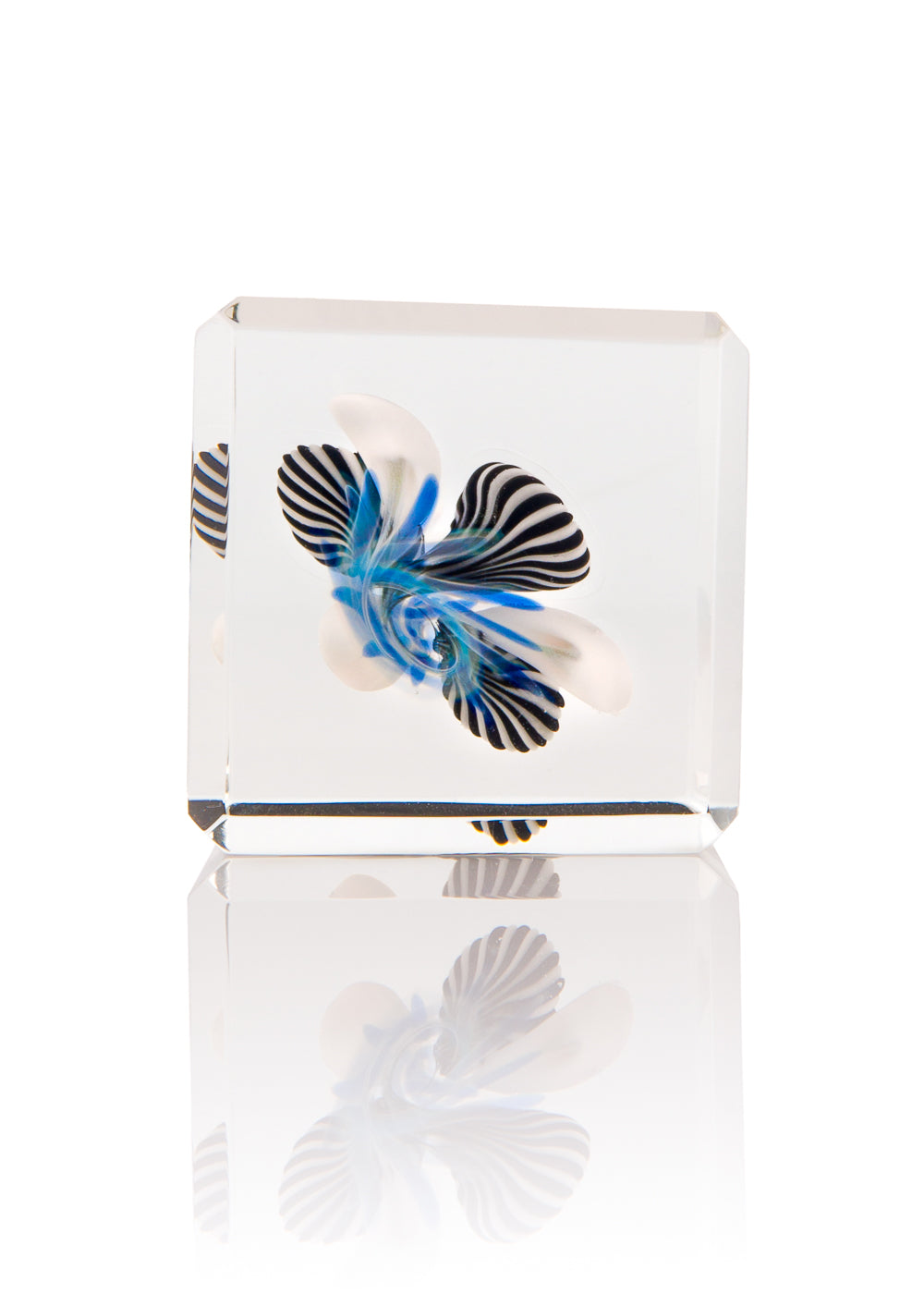 Faceted Opal Cube with Millies and Centered Encased Opal