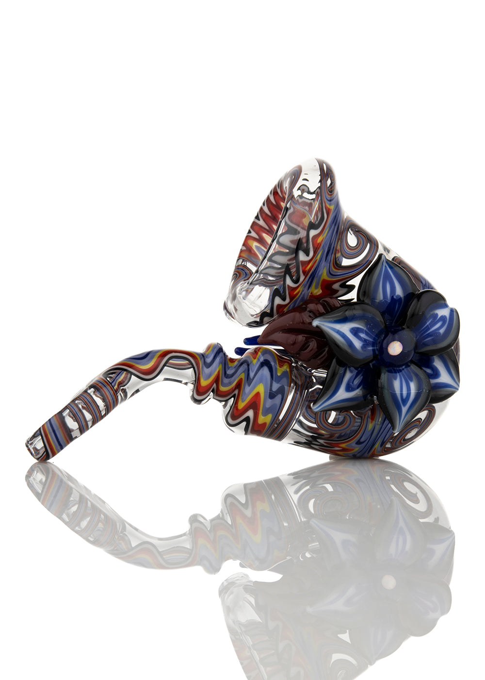 Clear and Rainbow Purple Flower Sherlock with Opal Collaboration by Blossom Glass and DarthSilicate