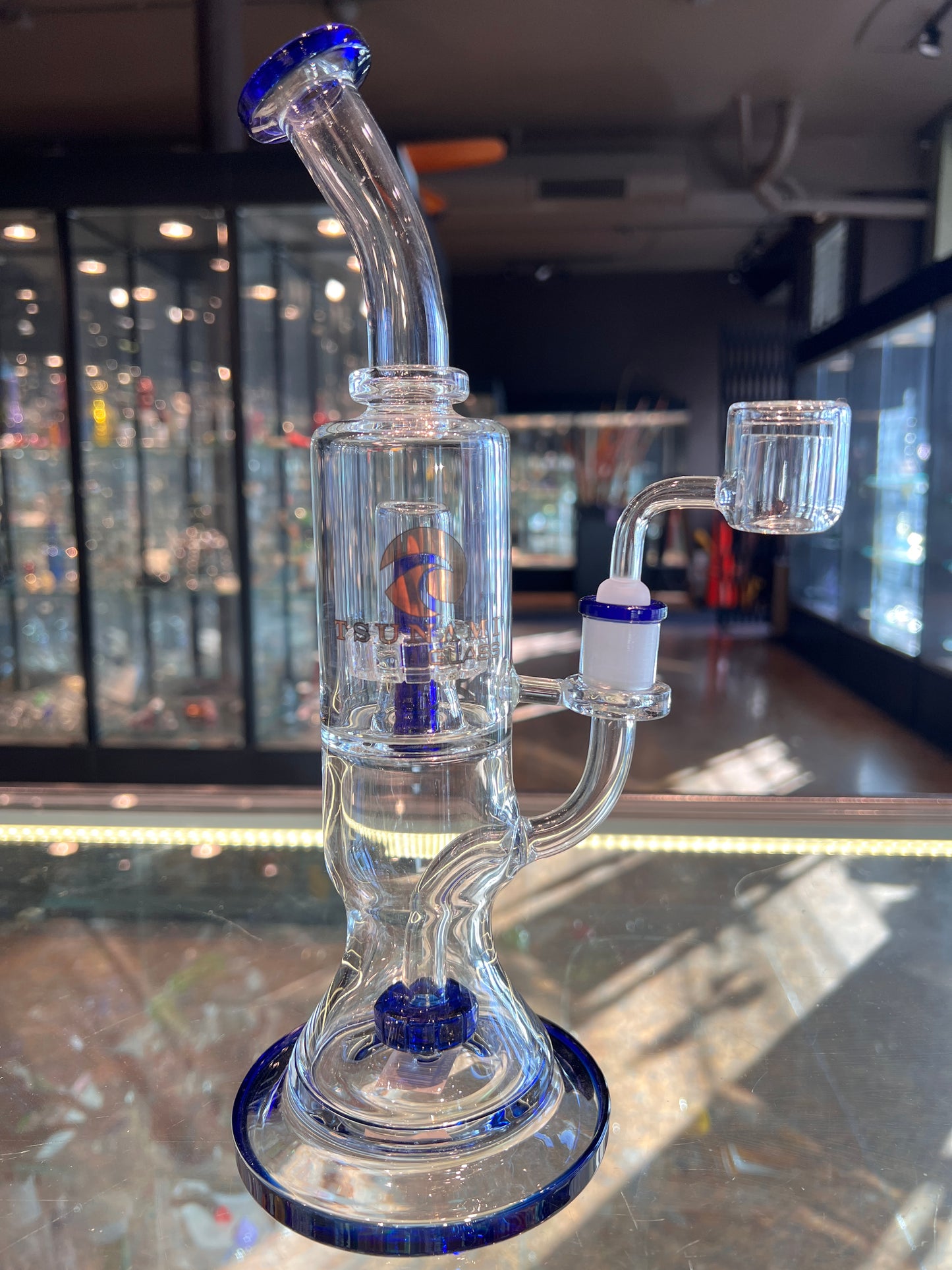 Tsunami Glass Circ to Circ Dual Chamber Rig with Color Accents (Your Choice)