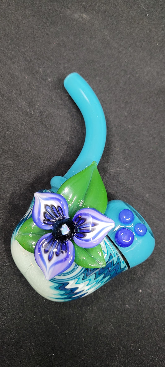 Sherlocks W/ Leaf, WigWag & Opal by Blossom Glass