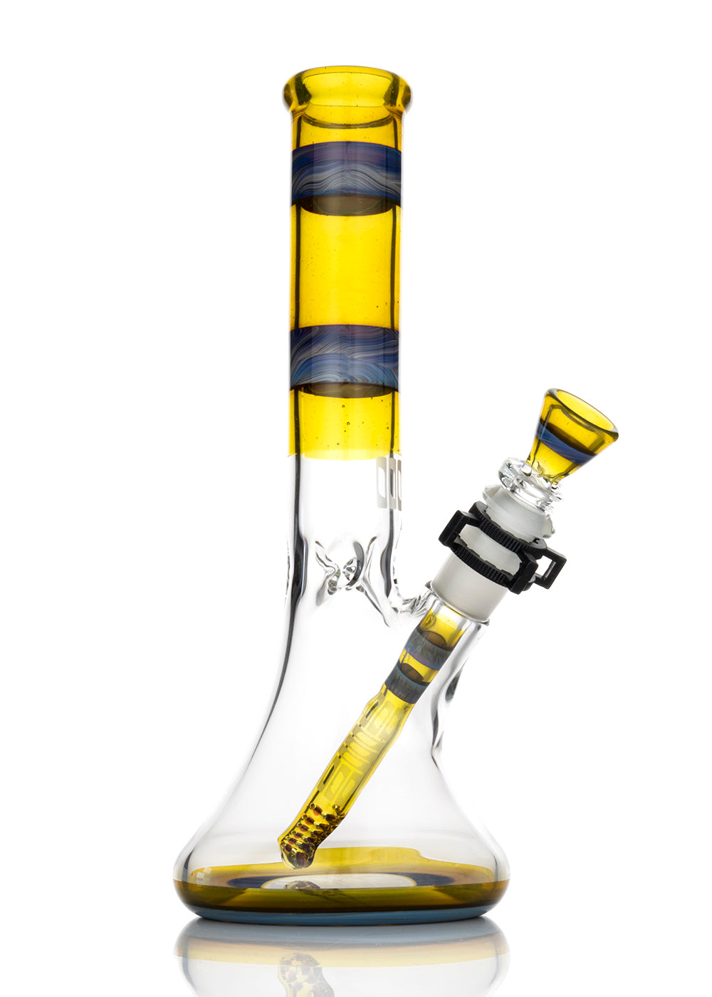 Ill Glass Custom 38mm 10 Inch Beaker with Gridded Downstem in Amber Purple and Terps