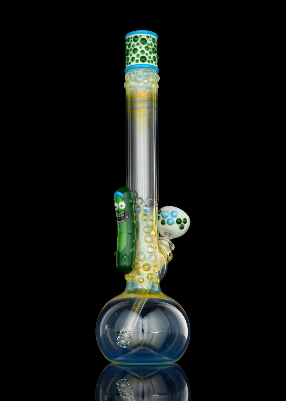 Trident Glass 15 Inch 38mm "Rick and Morty" Themed 3D Pickle Rick Tube #2