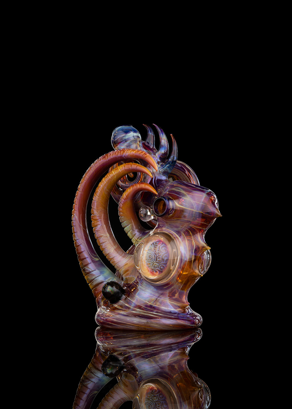 FREEEK! Horned Amber Purple Bubbler with Brain Marbles and Filla by Freeek!