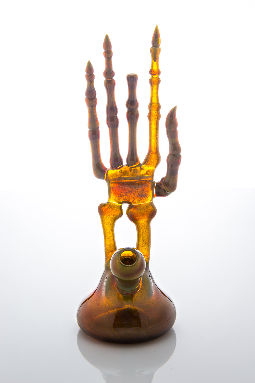Jerry Garcia Skeleton Hand Vapor Bubbler with Removeable Finger Tip and Matching Dome by John E. Walker