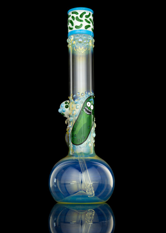 Trident Glass 50mm 15 Inch "Rick and Morty" Themed Pickle Rick Mini Phat Mamma Single Ball Tube