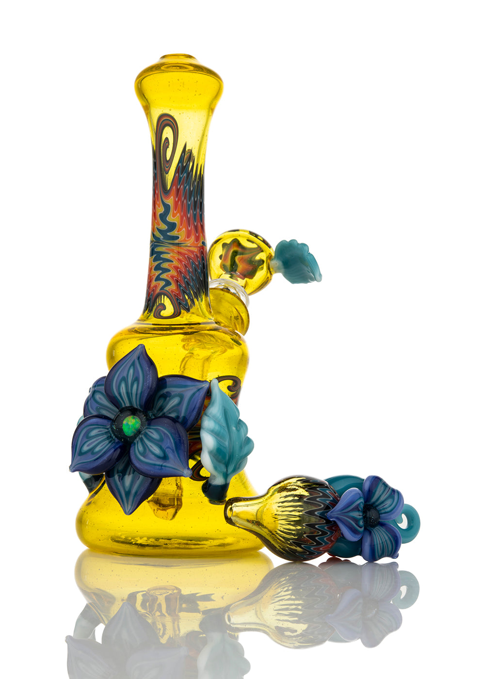 Terps and Rainbow CFL Mini Tube with Matching Slide and Bubble Cap by Blossom Glass