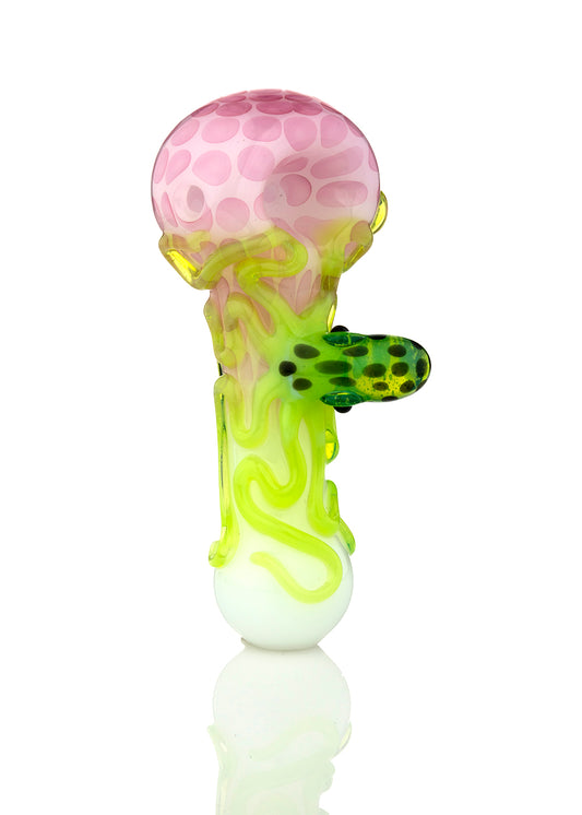 White Critter Spoon with Green Slyme Octopus by Curtis Claw