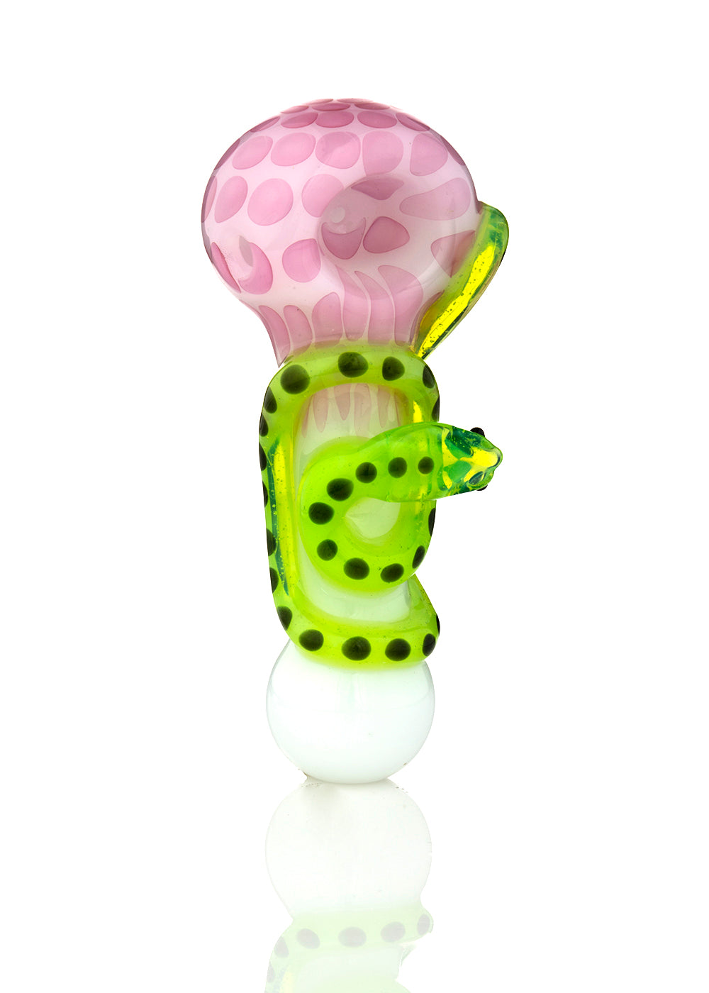 White Critter Spoon with Green Slyme Snake by Curtis Claw